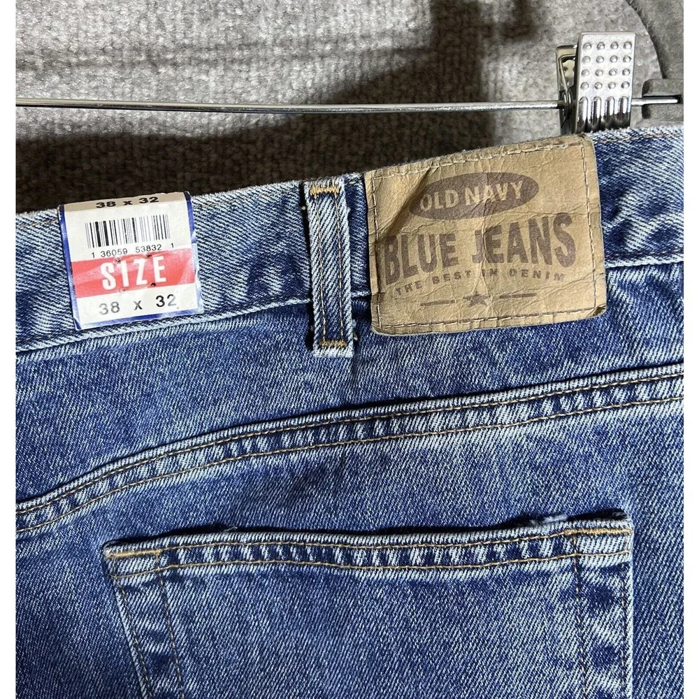 Vintage Old Navy Straight Leg Jeans Men Size 38x32 Blue Denim Cotton Pockets NWT